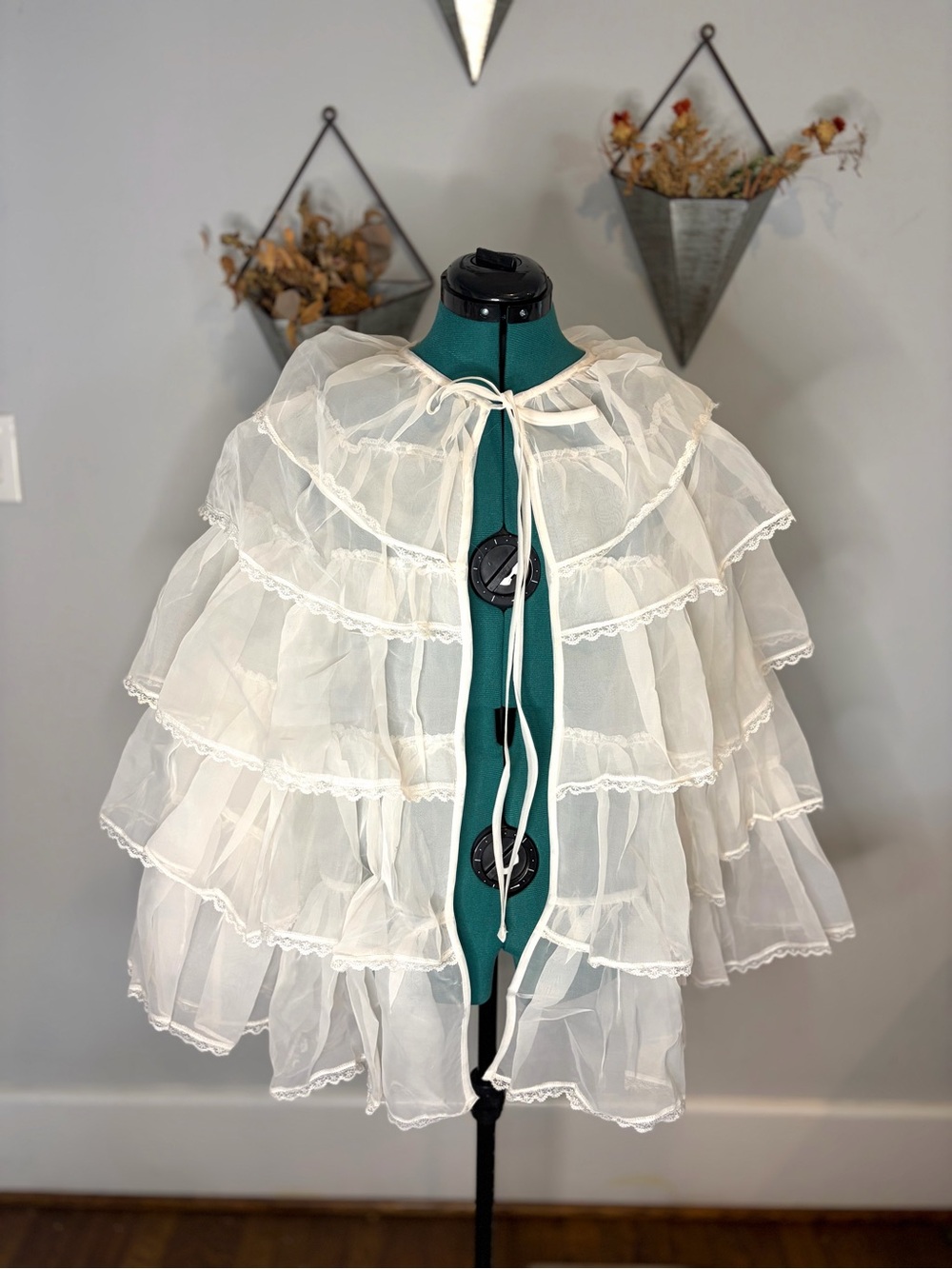 NWT Miss Selfridge Layered Chiffon Cape Lace Trim Tiered Shrug One Size